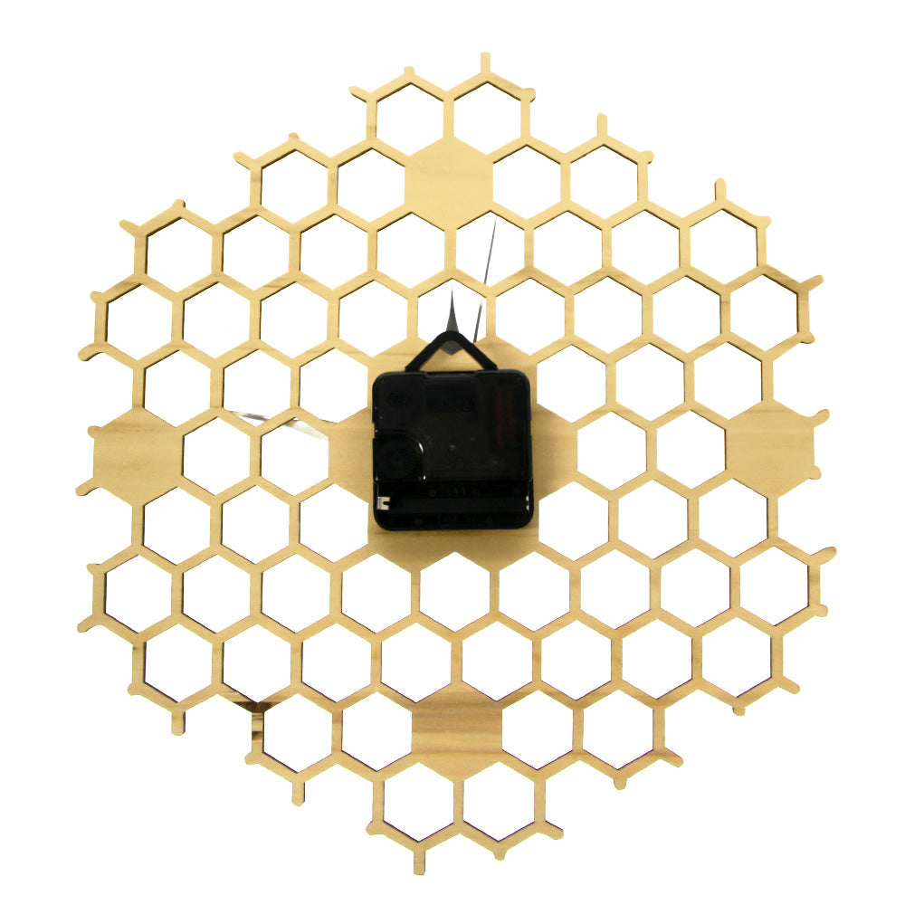 Honeycomb Inspired Wooden Wall Clock With Non Ticking Silent Sweep Minimalist Clock Hexagonal Kitchen  Bee Lovers by Woody Signs Co. - Handmade Crafted Unique Wooden Creative