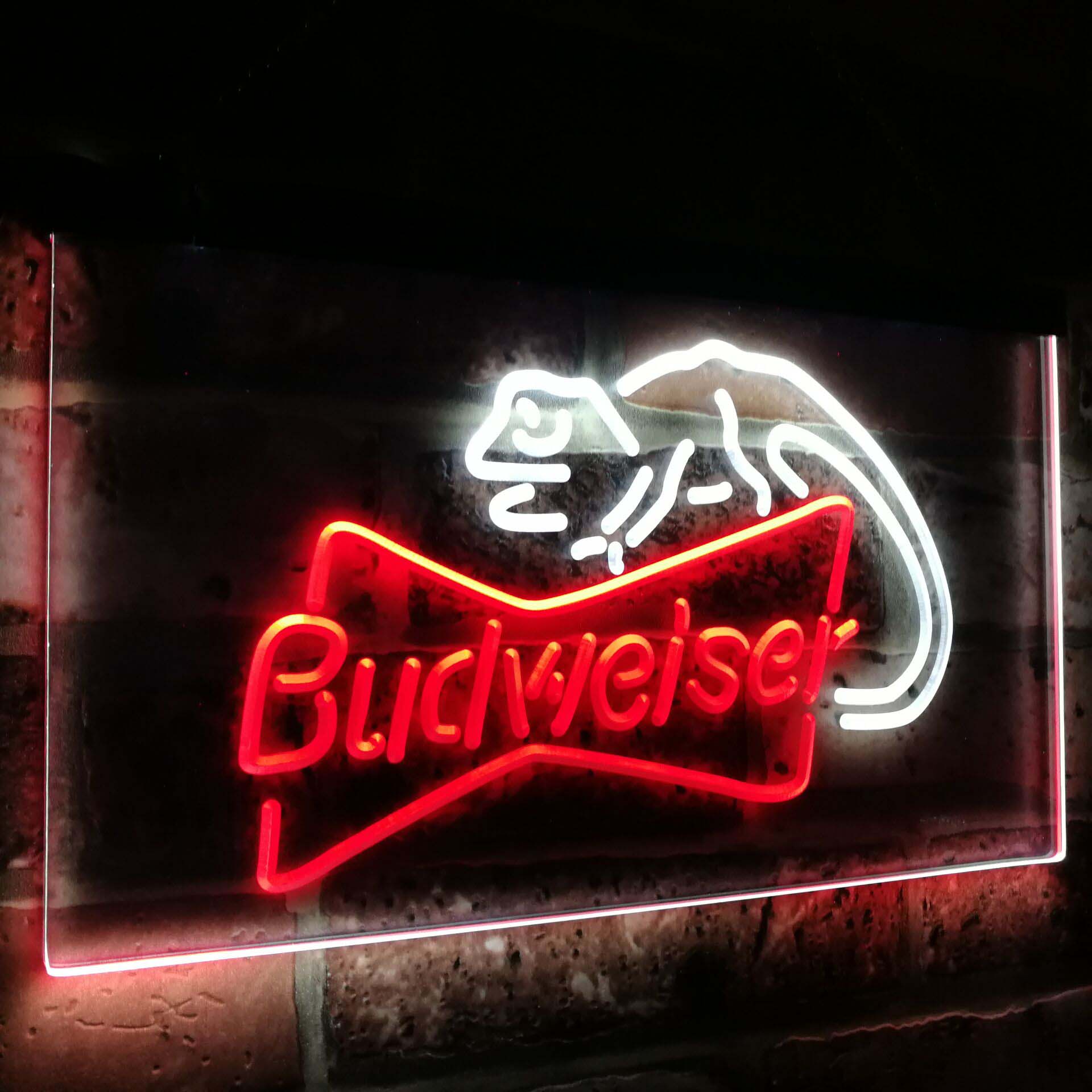 Budweiser Lizard  Bar Decoration Gift Dual Color Led Neon Light Signs st6-a2084 by Woody Signs Co. - Handmade Crafted Unique Wooden Creative