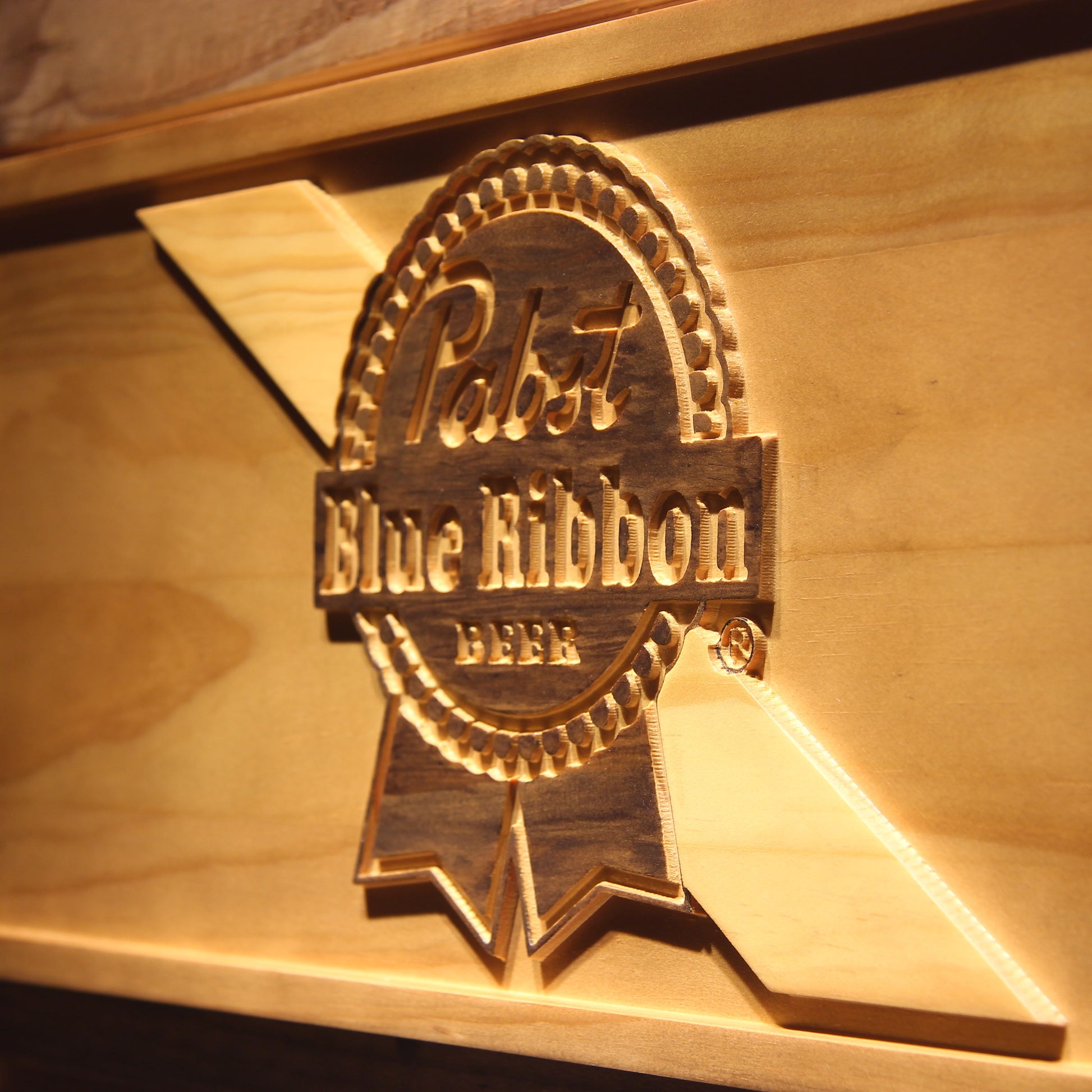 Pabst Blue Ribbon  3D Wooden Bar Signs by Woody Signs Co. - Handmade Crafted Unique Wooden Creative