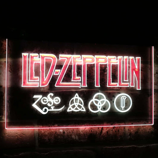 Led Zeppelin Band Music Bar Decoration Gift Dual Color Led Neon Light Signs st6-c0002 by Woody Signs Co. - Handmade Crafted Unique Wooden Creative