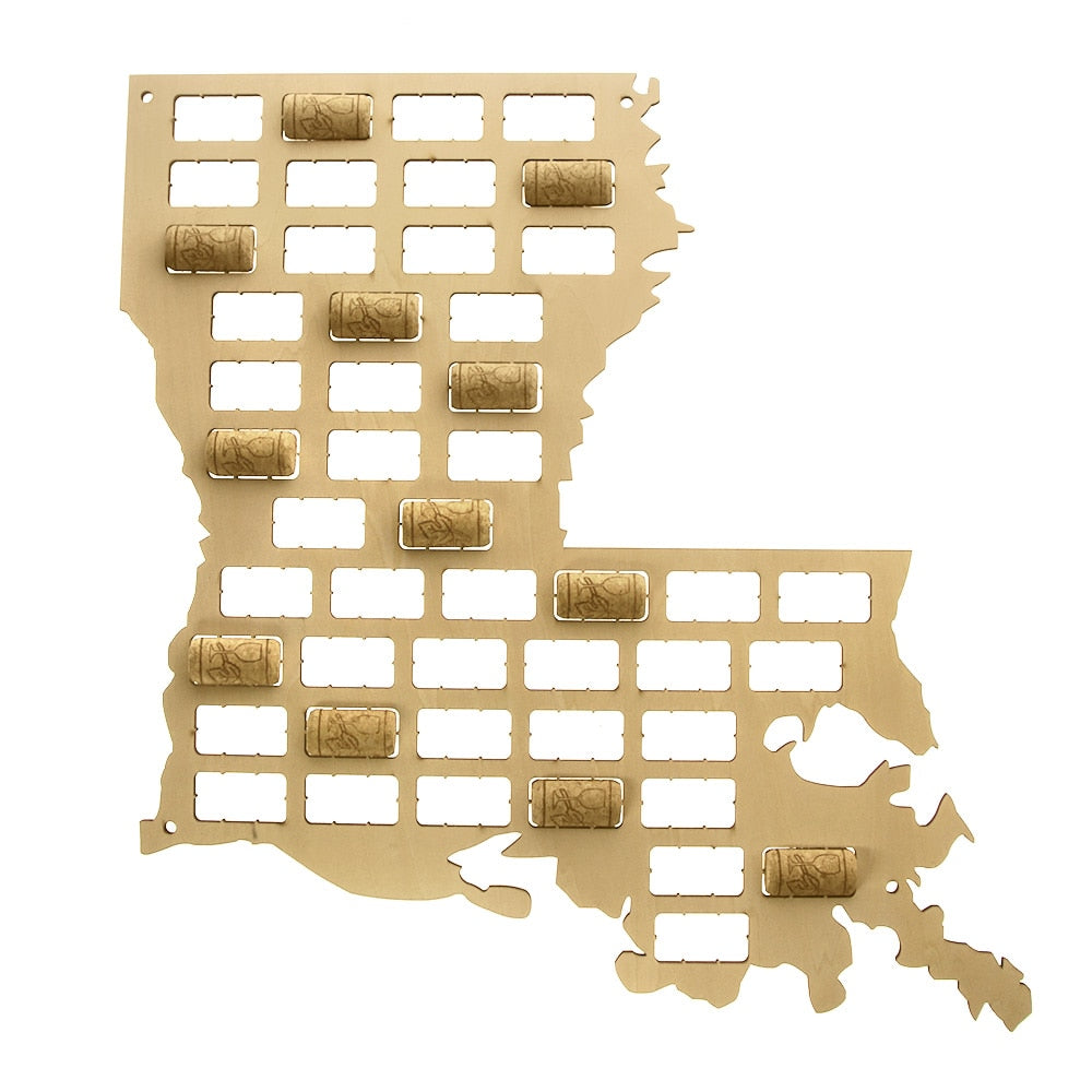 Louisiana  Cork Map USA State  Cork Collector Display Cork Map  Wooden Cutout Wall Hanging Louisiana Outline by Woody Signs Co. - Handmade Crafted Unique Wooden Creative