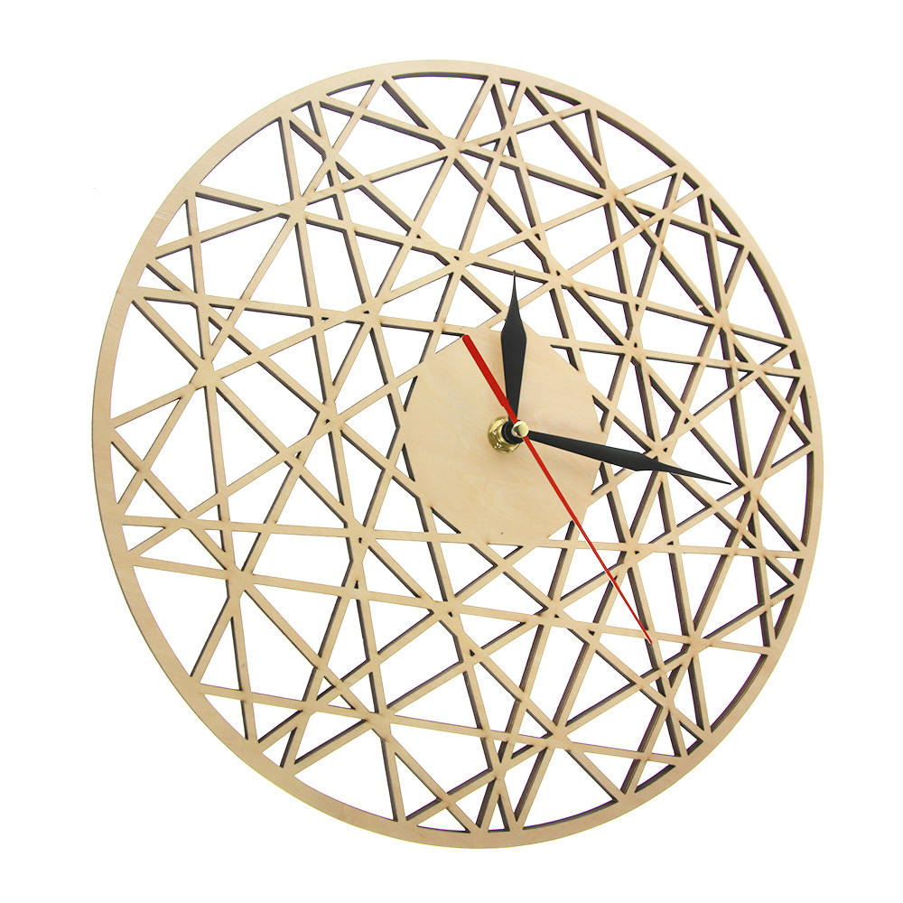 Polygonal Modern Geometry Wooden Wall Clock Cobweb Contemporary Style Laser Cut Living Room Clock Housewarming by Woody Signs Co. - Handmade Crafted Unique Wooden Creative