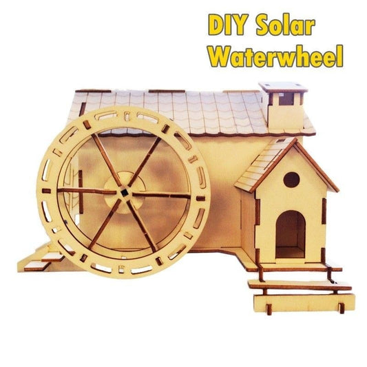 Eco-friendly DIY Solar Powered Toys Wooden DIY Solar Waterwheel Solar Kit Creative Novelty Gift For Kids by Woody Signs Co. - Handmade Crafted Unique Wooden Creative