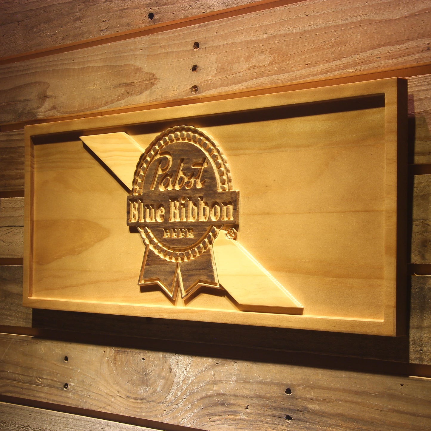 Pabst Blue Ribbon  3D Wooden Bar Signs by Woody Signs Co. - Handmade Crafted Unique Wooden Creative