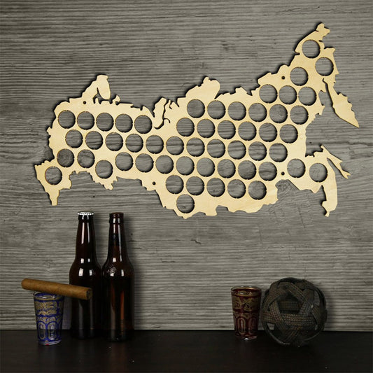 Creative Wooden  Cap Maps  Bottle Caps Map of Russia Board Wall Art For Cap Collector  Drinker by Woody Signs Co. - Handmade Crafted Unique Wooden Creative