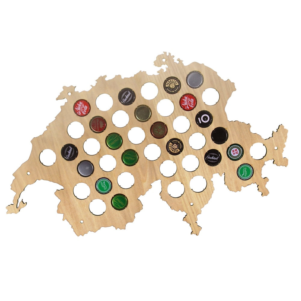 Swiss  Cap Map Bottle Cap Map Of Switzerland Best  Patriotic  Wooden Hanging Craft Map for  Aficionado by Woody Signs Co. - Handmade Crafted Unique Wooden Creative