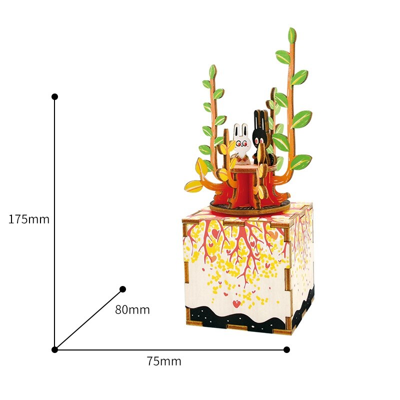 DIY Spring Tree 3D Wooden Puzzle Game Assembly Rotatable Music Box Toy Gift for Children Adult AM302 by Woody Signs Co. - Handmade Crafted Unique Wooden Creative