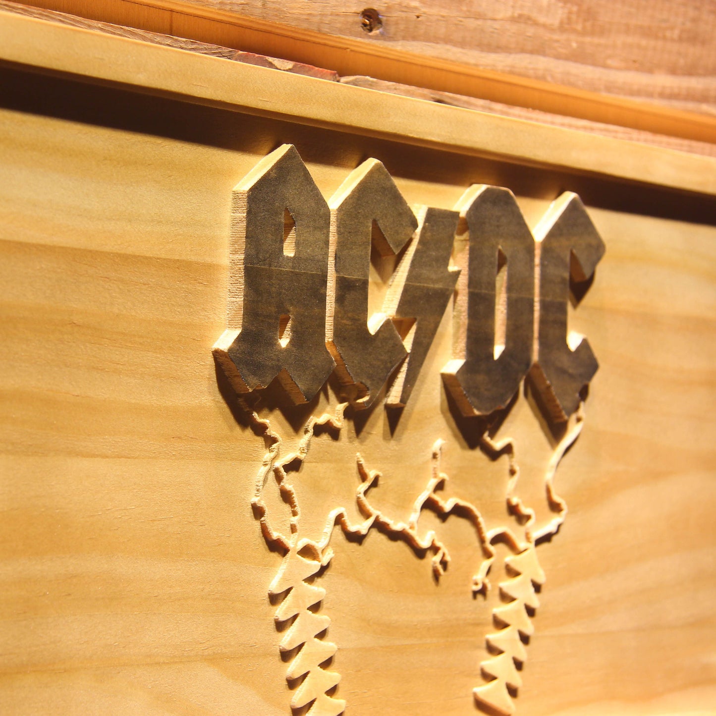 ACDC AC/CD  3D Wooden Bar Signs by Woody Signs Co. - Handmade Crafted Unique Wooden Creative