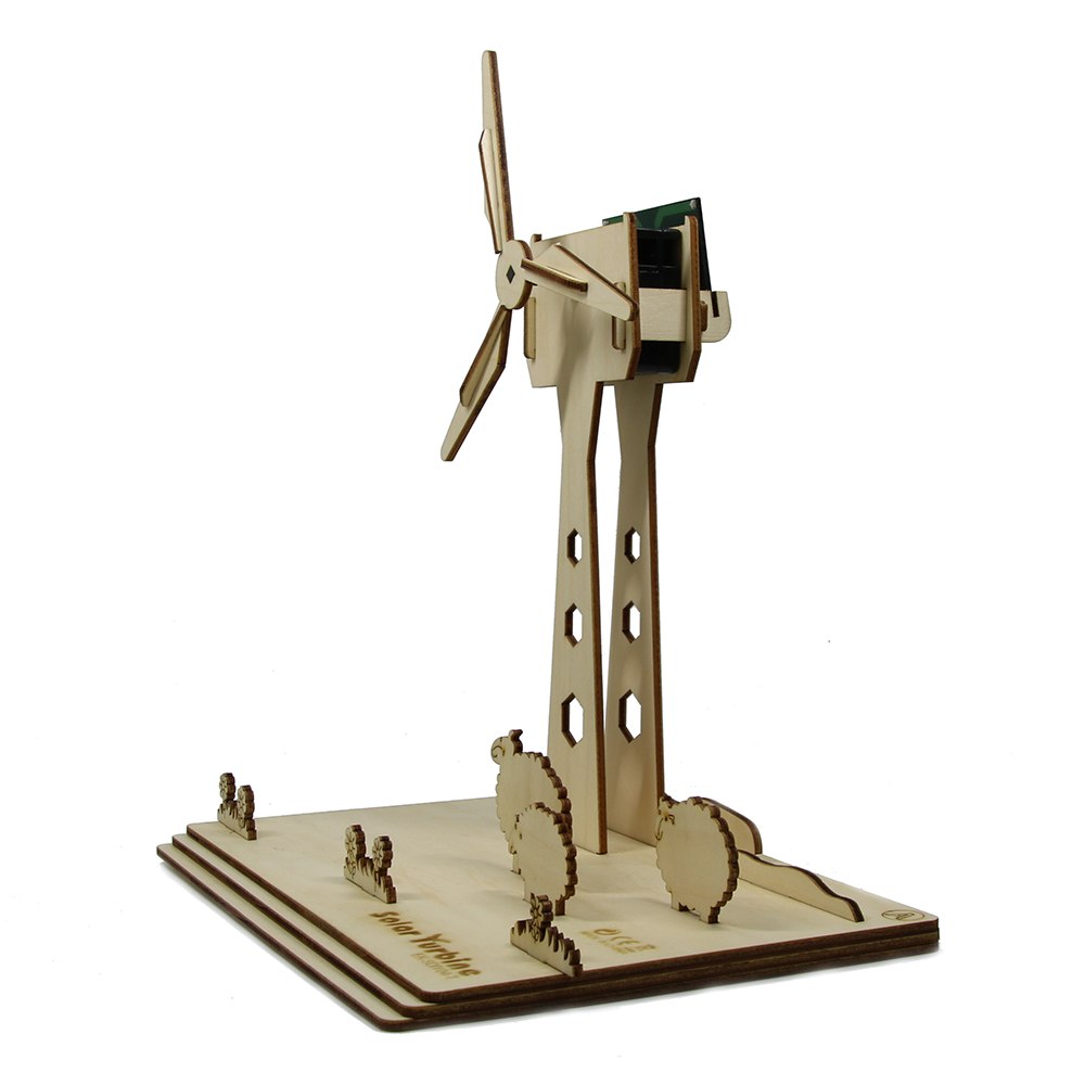Eco-friendly Educational DIY Solar Power Turbine 3D Wooden Windmill Puzzle DIY Assemble Toys Table Decor by Woody Signs Co. - Handmade Crafted Unique Wooden Creative