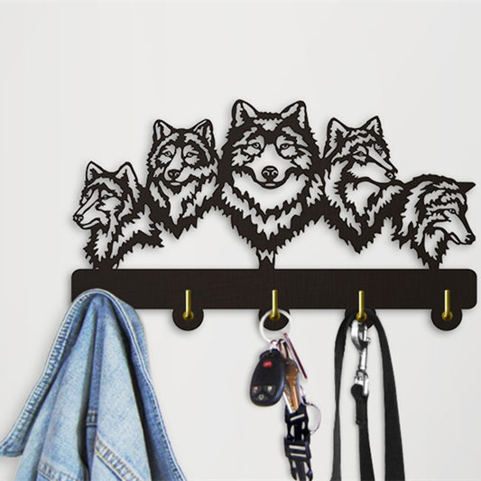 Wildlife Wolf  Wall Hanger Wolf Family Clothes Wall Hooks Coat Rack Keys Holder Organizer Hook by Woody Signs Co. - Handmade Crafted Unique Wooden Creative