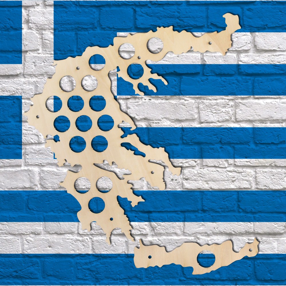 Greek  Caps Holder Patriotic Collection Gadgets Greece Bottle  Cap Map Wooden Laser Engraved Maps  Decoration by Woody Signs Co. - Handmade Crafted Unique Wooden Creative