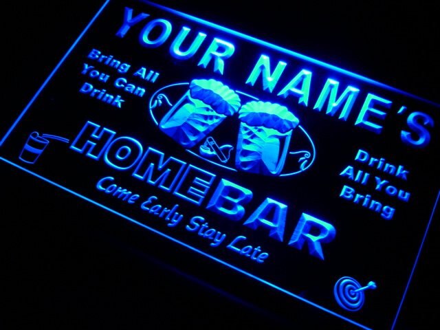 p Name  Custom Home Bar  Mug LED Neon Sign 7 Colors or Multicolor with 5 Sizes Round or Rectangle Shape by Woody Signs Co. - Handmade Crafted Unique Wooden Creative