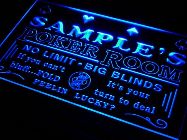 pd Name  Custom Poker Casino Room  Bar Neon Light Signs with On/Off Switch 7 Colors 4 Sizes by Woody Signs Co. - Handmade Crafted Unique Wooden Creative