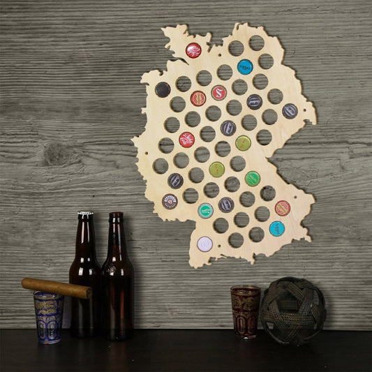 Creative Laser Engraved Hanging Wooden Germany Map  Bottle  Cap Maps Cap Collector Gadgets Decor by Woody Signs Co. - Handmade Crafted Unique Wooden Creative