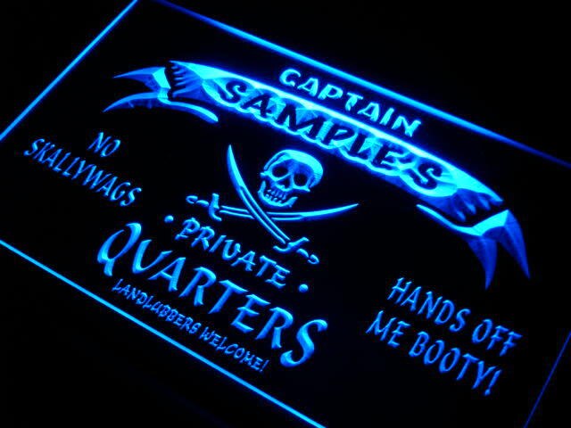 pw Name  Custom Private Quarters Pirate Man Cave Neon Light Signs with On/Off Switch 7 Colors 4 Sizes by Woody Signs Co. - Handmade Crafted Unique Wooden Creative