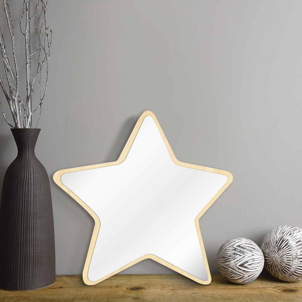 Pentastar Shaped Wall Mirror Five-pointed Star  Acrylic Safety Mirror With Wood Back Children Kid Room by Woody Signs Co. - Handmade Crafted Unique Wooden Creative