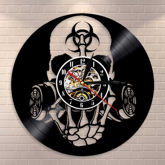 Toxic Biohazard Zombie Gas Mask Skull Wall Clock Vinyl Record Clock Biochemical Skull  Clock Halloween Skull Lovers Gift by Woody Signs Co. - Handmade Crafted Unique Wooden Creative