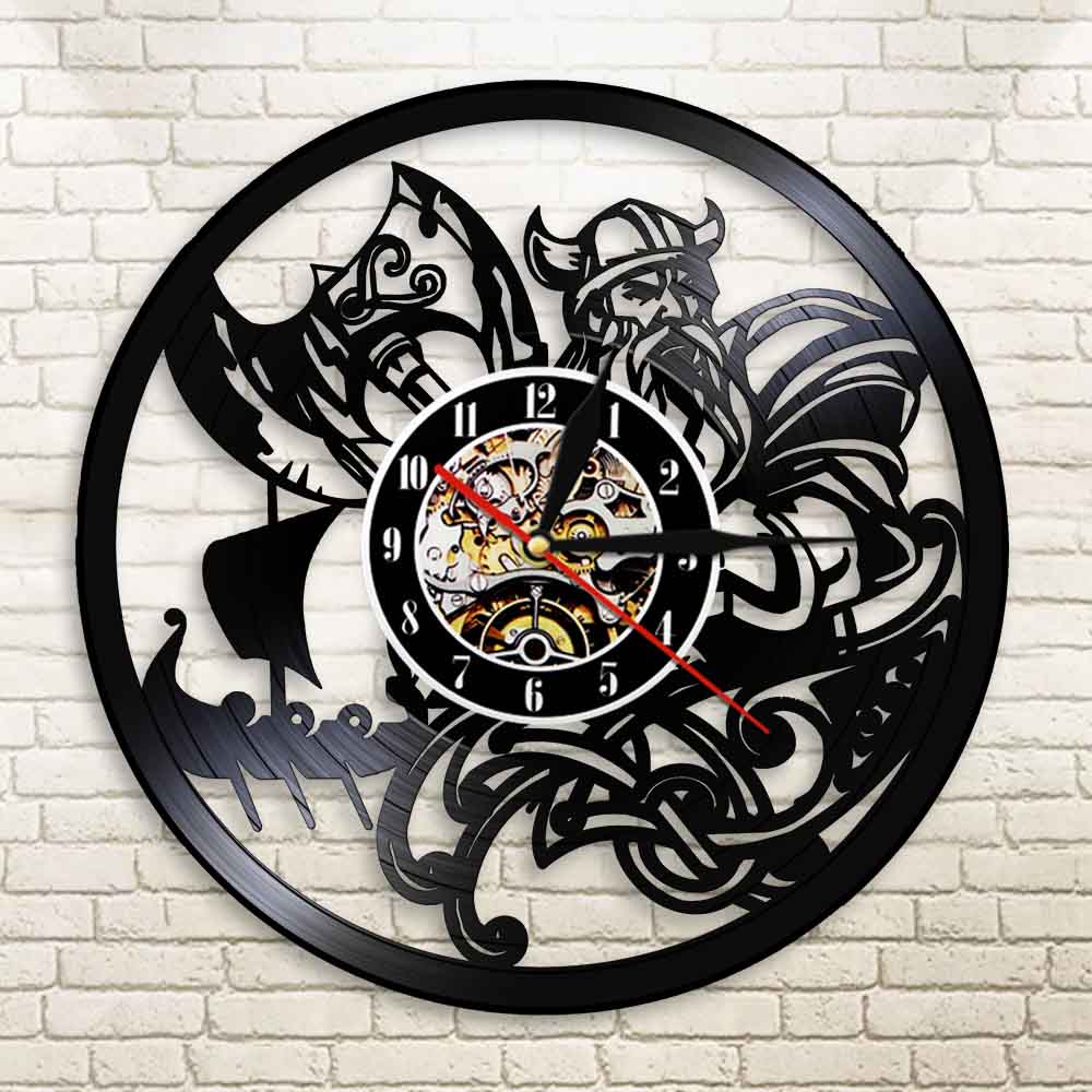 Scandinavian Viking Pray Odin Asgard Valhalla Medieval Viking Wall Clock Thor Ragnarok Nordic Runes Nordland Axe Wall Clock by Woody Signs Co. - Handmade Crafted Unique Wooden Creative