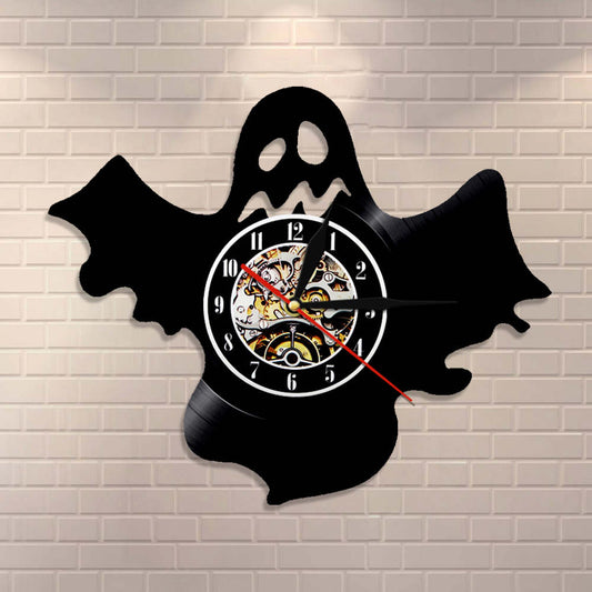 Cartoon Bat Shape  Wall Clock Halloween Dark Horror ation Gothic Vampire Bats Vintage Vinyl Record Wall Clock by Woody Signs Co. - Handmade Crafted Unique Wooden Creative