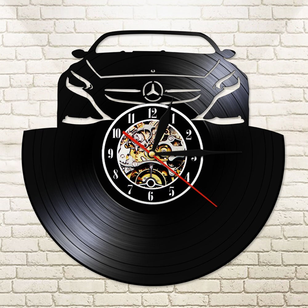 Morden Design Car Automotive Vinyl Record Wall Clock LED Light Vintage Handmade Timepiece Unique Gift Idea For Man by Woody Signs Co. - Handmade Crafted Unique Wooden Creative