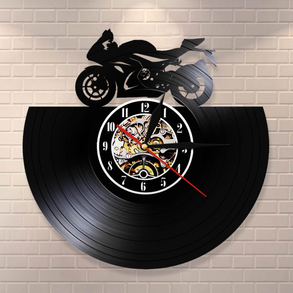 Japanese Motorbike Vinyl Record Wall Clock Retro  Motorcycle Modern  Clock Watch  For Motorcycle Fans by Woody Signs Co. - Handmade Crafted Unique Wooden Creative