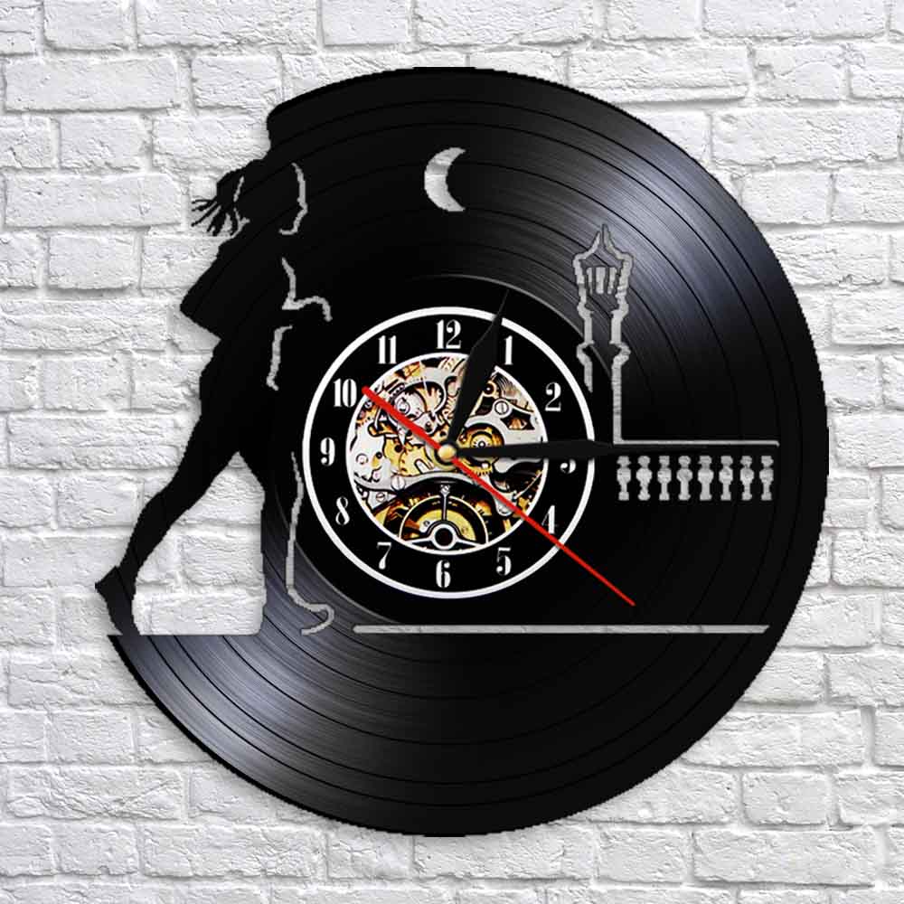 Running Through The Night Female Runner Night Running Wall Clock Jogging Lady Retro Vinyl Record Wall Clock Running Lovers Gift by Woody Signs Co. - Handmade Crafted Unique Wooden Creative