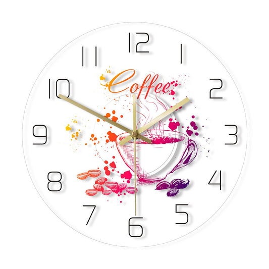 Coffee Themed Modern Wall Clock Coffee House  Wall Sign Decoration Painted Cafe Wall Clock With Coffee Beans And Cup by Woody Signs Co. - Handmade Crafted Unique Wooden Creative