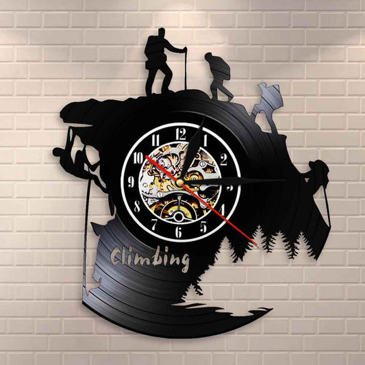 Extreme Adventure Rocking Climbing Wall Clock Climb That Mountain Vinyl Record Wall Clock Climbers Gift Inspirational by Woody Signs Co. - Handmade Crafted Unique Wooden Creative