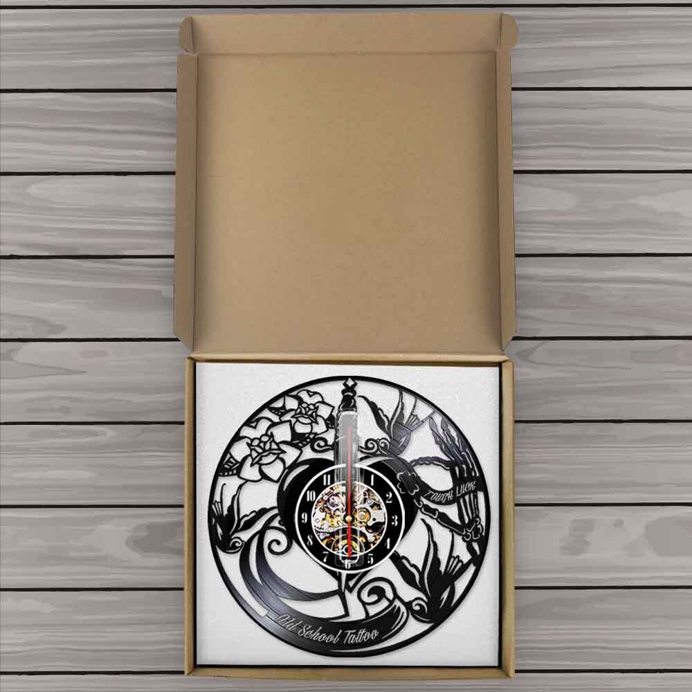 Tattoo Studio Vinyl Record Wall Clock Custom Order Your design Your logo Your Image  Tattoo Shop Decoration Clock by Woody Signs Co. - Handmade Crafted Unique Wooden Creative