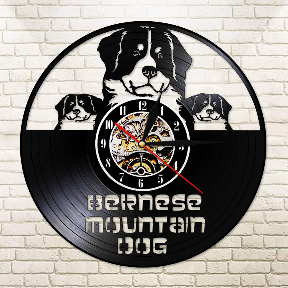 Berner Sennenhund Dog Vinyl Record Wall clock Greater Bernese Mountain Dog ation Led Night Light Watch by Woody Signs Co. - Handmade Crafted Unique Wooden Creative