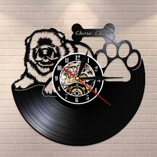 Chow Chow Vintage Vinyl Record Wall Clock Songshi Quan Chowdren LP Record  Wall Clock Dog Breed Gifts For Dog Owner by Woody Signs Co. - Handmade Crafted Unique Wooden Creative