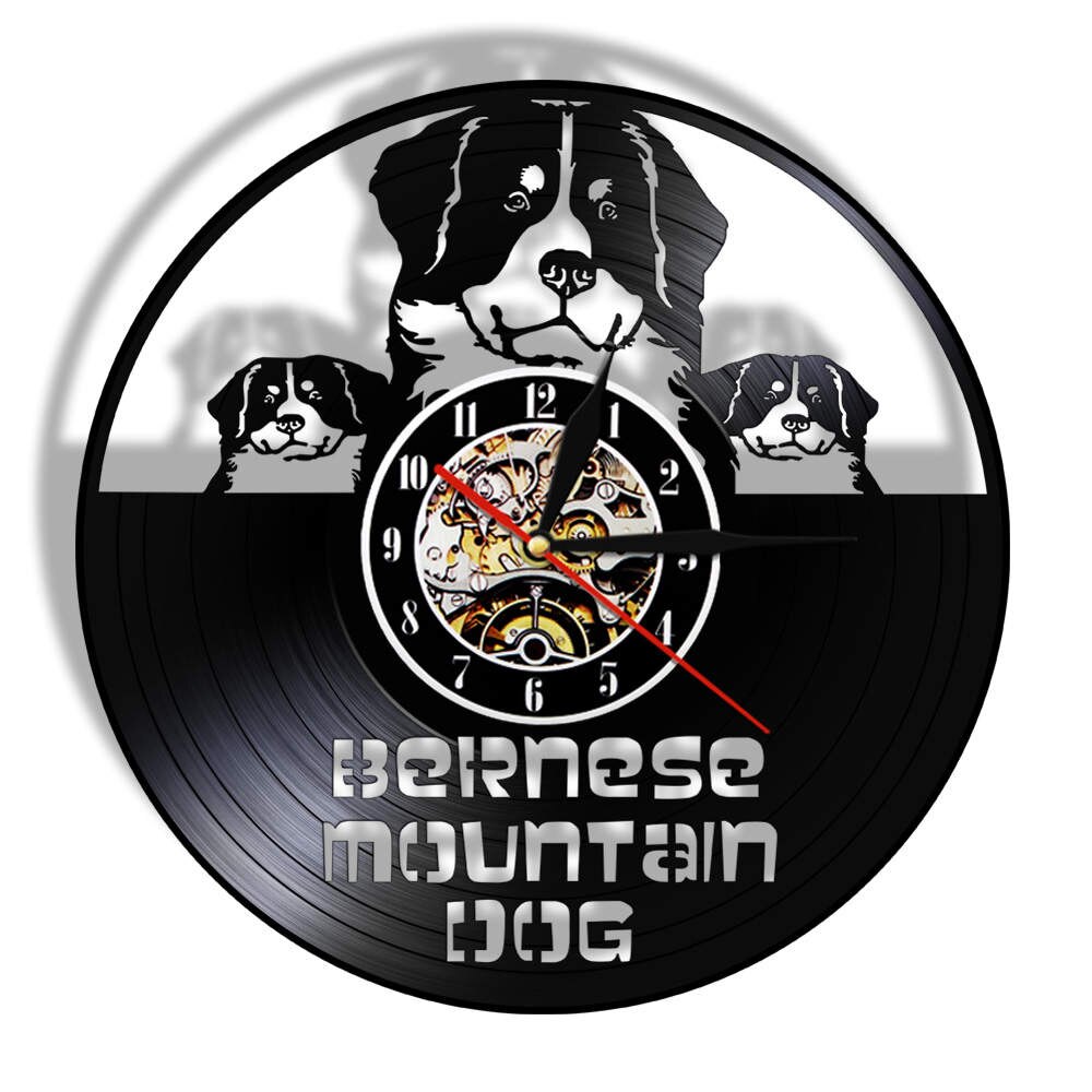 Berner Sennenhund Dog Vinyl Record Wall clock Greater Bernese Mountain Dog ation Led Night Light Watch by Woody Signs Co. - Handmade Crafted Unique Wooden Creative