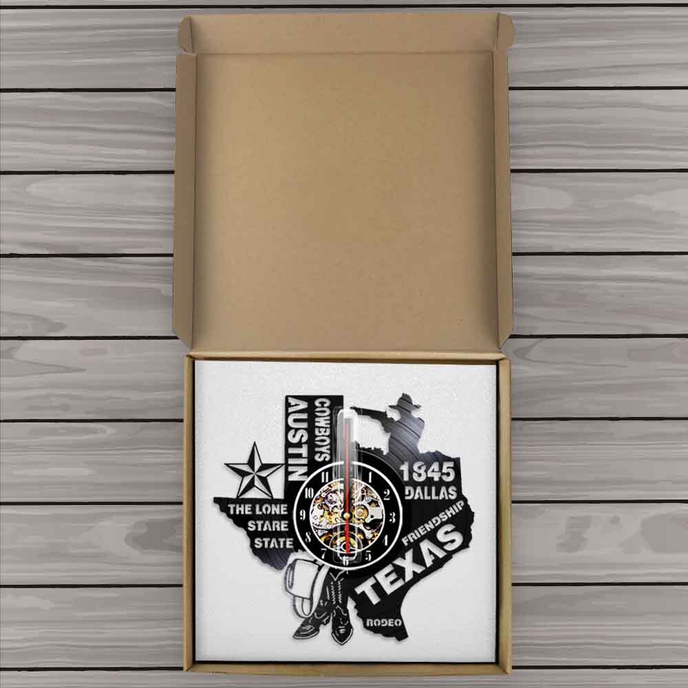 Rodeo Texas State Wall Clock The Lone Stare State Dallas Vinyl Record Clock Austin Cowboys  Modern Patriotic Wall Clock by Woody Signs Co. - Handmade Crafted Unique Wooden Creative