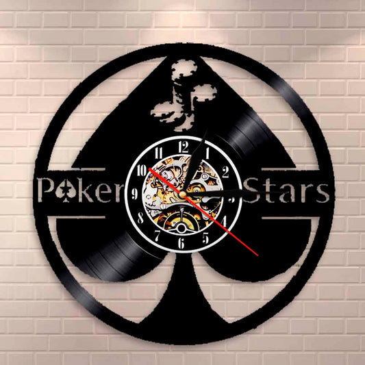 Lucky Poker Ace of Spades Vinyl Record  5 Stars Gift Star Tonight Wall Clock Poker Player Vinyl Clock Gamblers Gift by Woody Signs Co. - Handmade Crafted Unique Wooden Creative