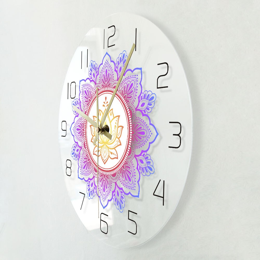 Mandala with Lotus Flower Modern Wall Clock OM Studio Sign Living Room Bedroom Bohemian  Psychedelic Wall Clock Watch by Woody Signs Co. - Handmade Crafted Unique Wooden Creative