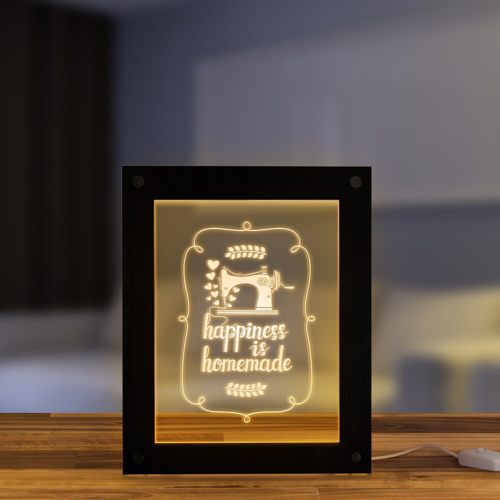 Tailor Shop Desktop LED Open Sign for Business Displays Sewing Room Custom Logo Wooden Frame Quilting LED Lighting Picture Frame by Woody Signs Co. - Handmade Crafted Unique Wooden Creative