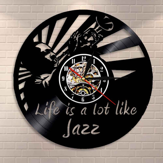 Jazz Is A Lot Like Life Vinyl Record Clock Music Quotes  Vintage Wall Clock Jazz Art Music Clock Gift For Jazz Lovers by Woody Signs Co. - Handmade Crafted Unique Wooden Creative