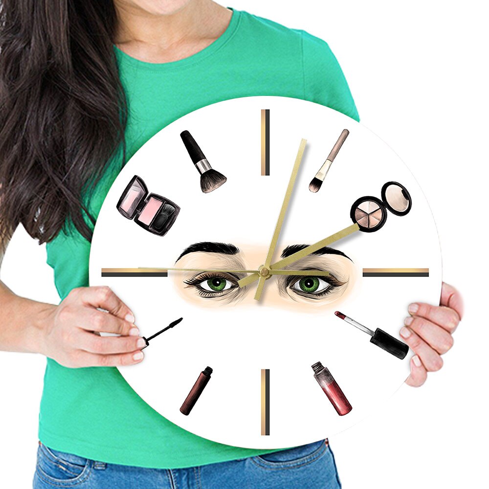 Lash Makeup Tools Beauty Salon Lash Extensions Print Wall Clock Lash Logo Beauty Room Advertising Decor Lashes Technician Gift by Woody Signs Co. - Handmade Crafted Unique Wooden Creative