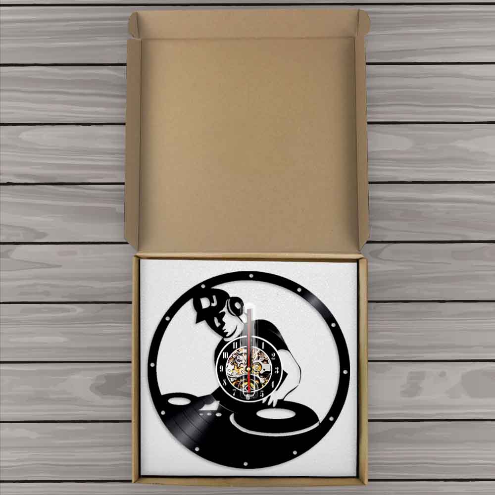 DJ Mixer Vintage Vinyl Record Clock Electronic Music Room Decoration Music Disc Jockey Mixing Turntables Vinyl LP Wall Clock by Woody Signs Co. - Handmade Crafted Unique Wooden Creative