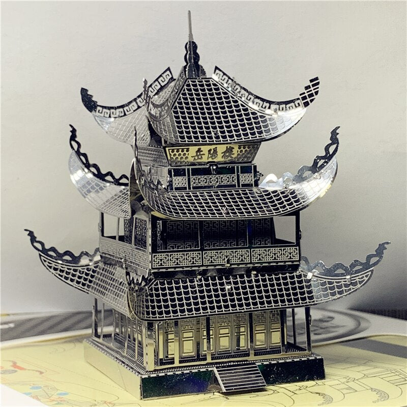 3D metal puzzle Yueyang Tower Chinese architecture DIY Assemble Model Kits Laser Cut Jigsaw toy gift (Yueyang Tower) by Woody Signs Co. - Handmade Crafted Unique Wooden Creative