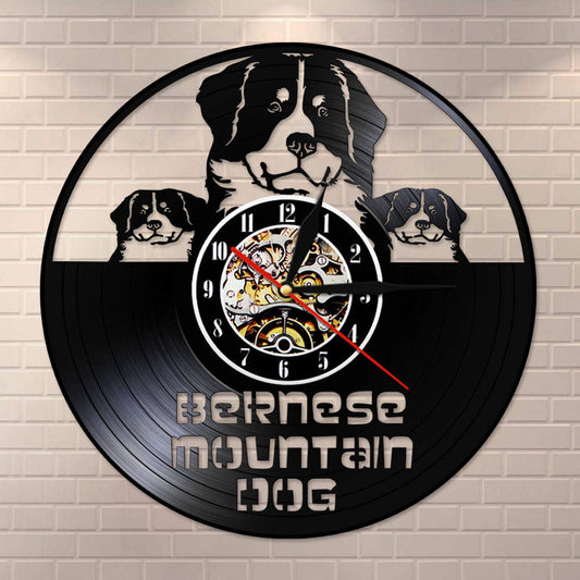 Berner Sennenhund Dog Vinyl Record Wall clock Greater Bernese Mountain Dog ation Led Night Light Watch by Woody Signs Co. - Handmade Crafted Unique Wooden Creative