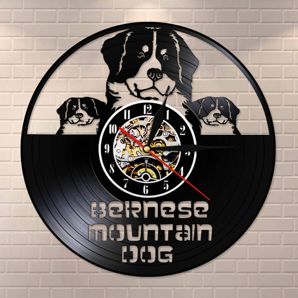 Berner Sennenhund Dog Vinyl Record Wall clock Greater Bernese Mountain Dog ation Led Night Light Watch by Woody Signs Co. - Handmade Crafted Unique Wooden Creative