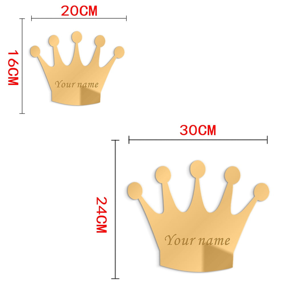 3MM Personalised Acrylic Princess Mirror Custom Queen Crown Wedding Crown Decor Mirror Sticker with Self-Adhesive Party Favor by Woody Signs Co. - Handmade Crafted Unique Wooden Creative