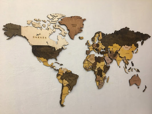 Wooden World Map 3D by Woody Signs Co. - Handmade Crafted Unique Wooden Creative