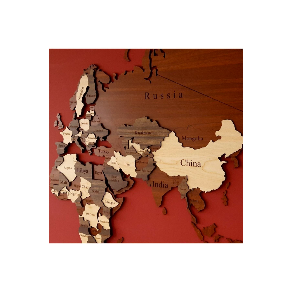 3D Wooden World Map by Woody Signs Co. - Handmade Crafted Unique Wooden Creative