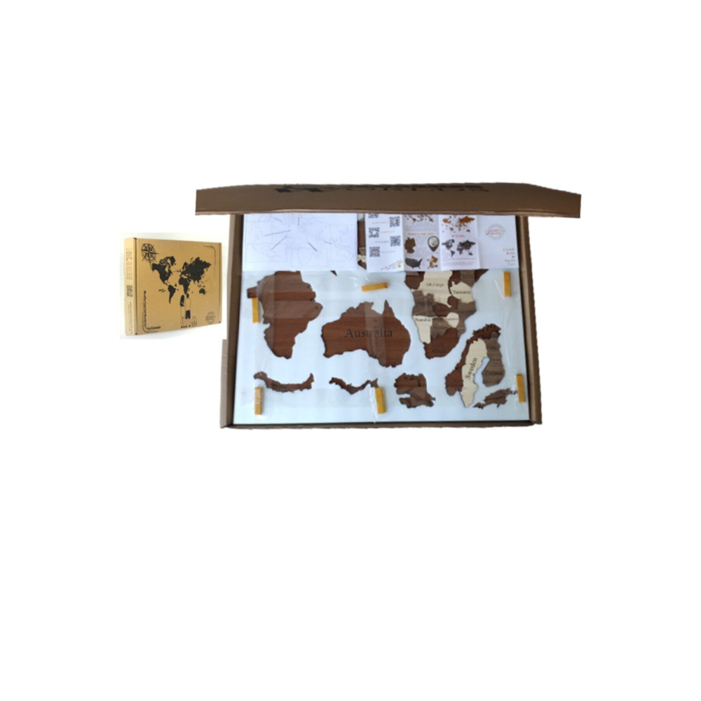 3D Wooden World Map by Woody Signs Co. - Handmade Crafted Unique Wooden Creative