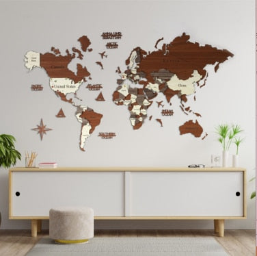 3D Wooden World Map by Woody Signs Co. - Handmade Crafted Unique Wooden Creative